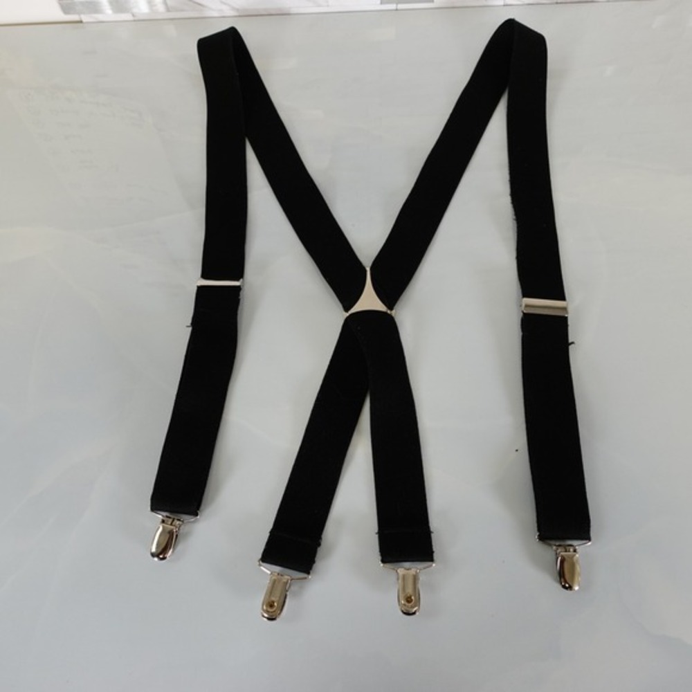Suspender‎ Mens Black Clip On Button Adjustable Strap Work Non Stretch X Back